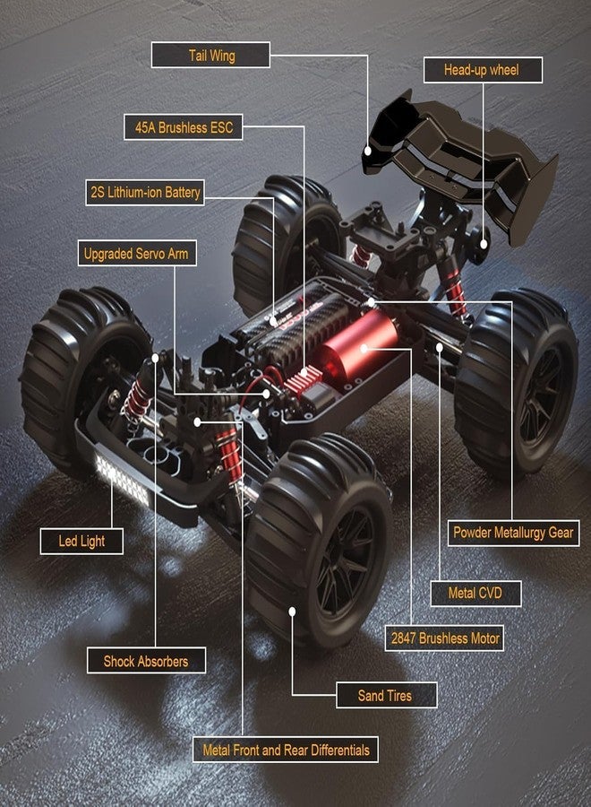 Daji 1:18 High-Speed Remote Control RC Car, 40+ KM/H 4WD Off-Road RC Truck, Includes Rechargeable 1200mAh Batteries, Aged 8-12. This Makes it an Excellent Gifts Option for Birthdays - Image 3